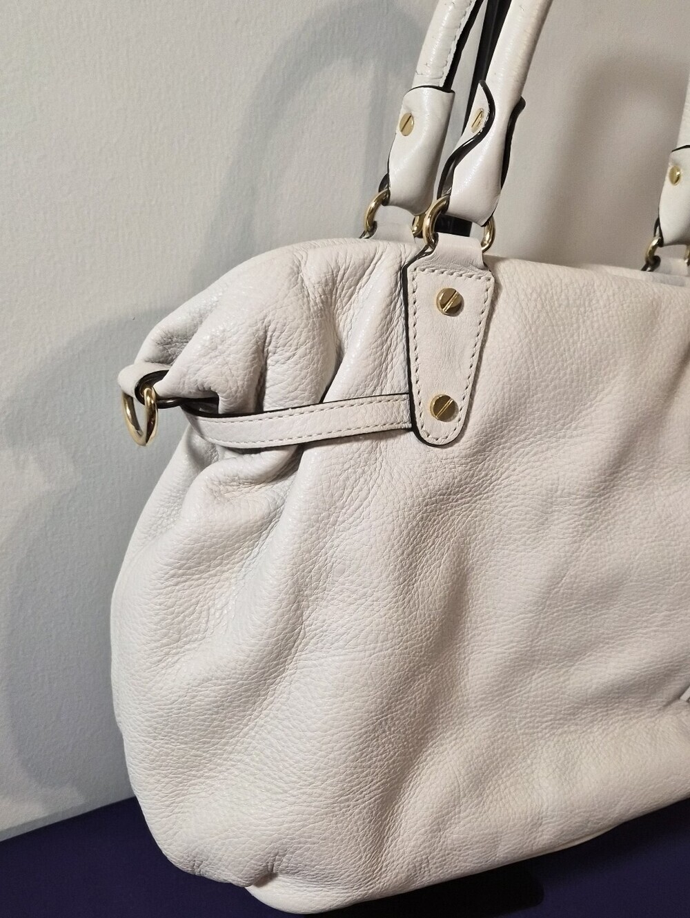 Michael Kors Bedford Large Gathered Leather Satchel – Cream White - Picture 6 of 15